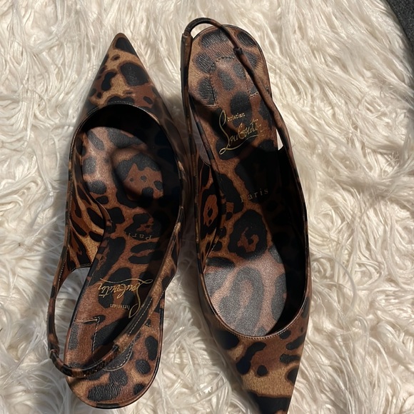 Christian Louboutin Leopard Print Kate Sling 85 - Picture 9 of 10